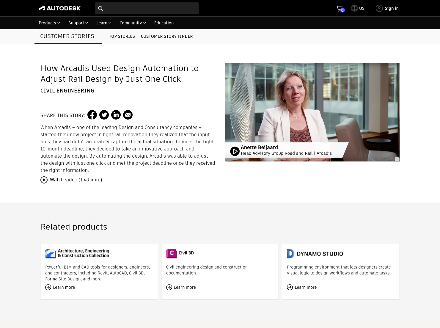 [Video] Cliente Arcadis: in che modo Arcadis ha utilizzato lla Design Automation per adattare la progettazione delle rotaie con un solo clic.