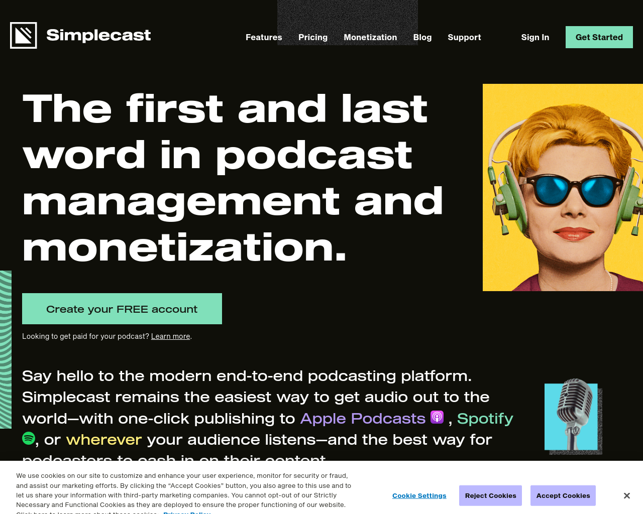Simplecast homepage screenshot