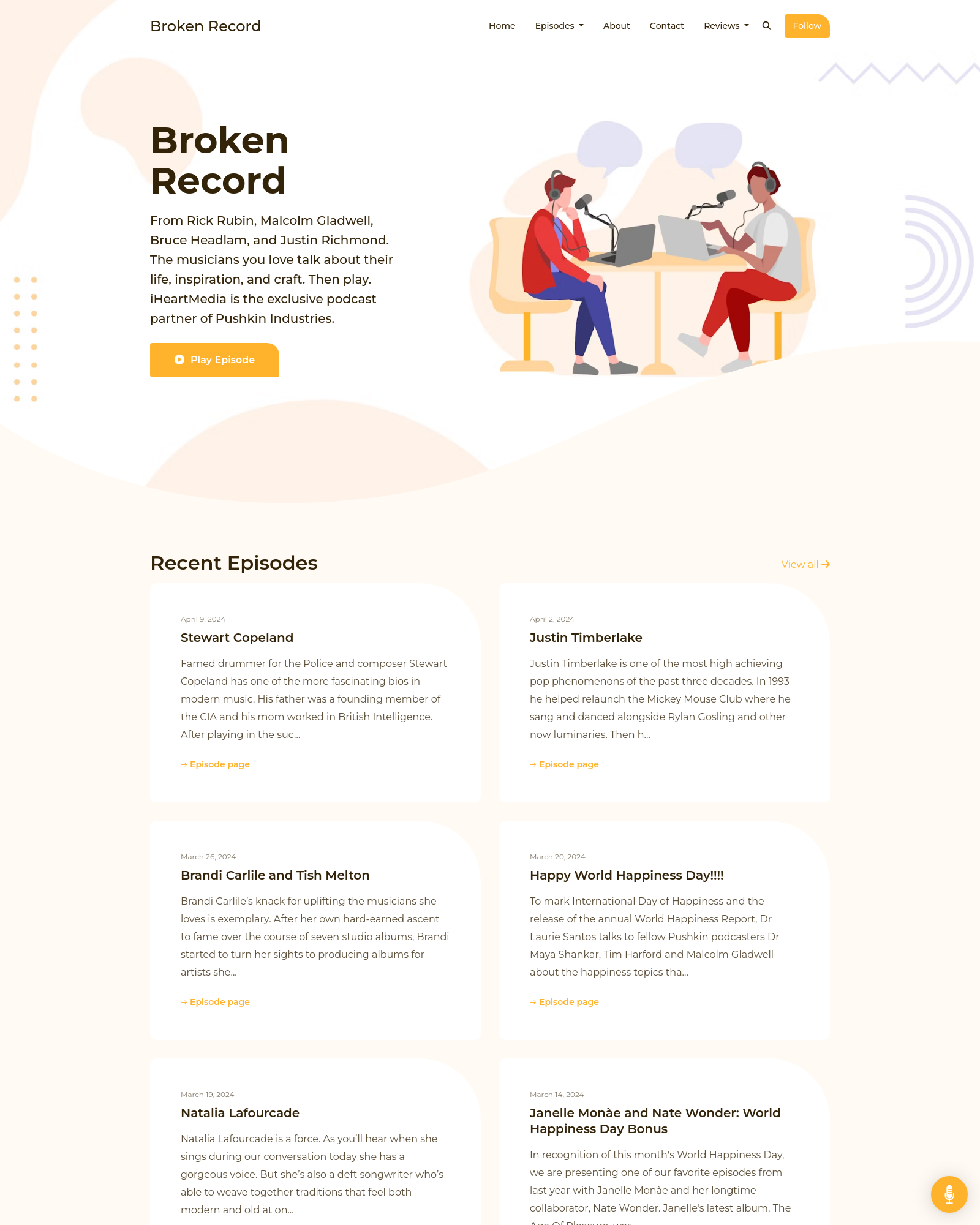 The Podcasters podcast website template