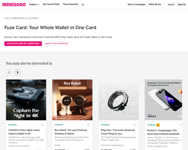 https://www.indiegogo.com/projects/fuze-card-your-whole-wallet-in-one-card-money-technology/#/