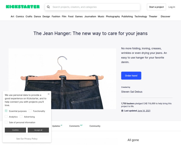 http://www.kickstarter.com/projects/saldebus/the-jean-hanger-the-new-way-to-care-for-your-jeans