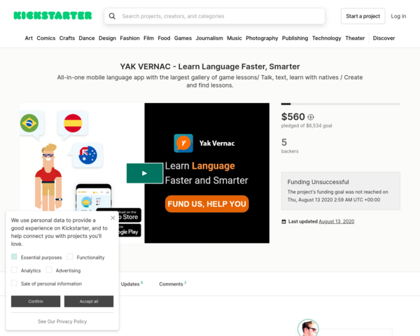 https://www.kickstarter.com/projects/yakvernac/yak-vernac-learn-language-faster-smarter