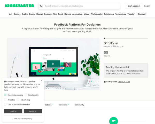 https://www.kickstarter.com/projects/1651833543/feedback-platform-for-designers