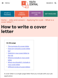 Youth Central: How to Write a Cover Letter