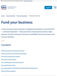 SBA Guide to Startup Financing