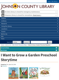 I Want to Grow a Garden Preschool Storytime