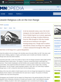 Jewish Religious Life on the Iron Range