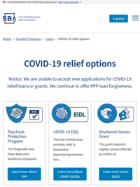 SBA: Federal Coronavirus Relief Programs