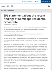 EPL's Statement About the Recent Findings at the Kamloops Residential School Site