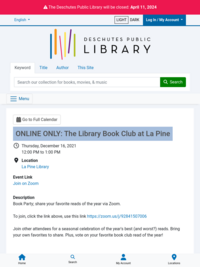 ONLINE ONLY: The Library Book Club at La Pine