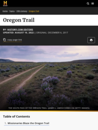 Oregon Trail - Facts &amp; Summary - HISTORY.com