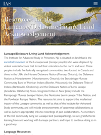 Library resources for the Living Land Acknowledgement | Institute for Advanced Study