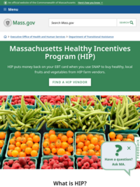 Healthy Incentives Program (HIP) | Mass.gov