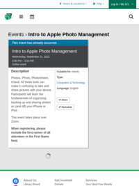 Program: Intro to Apple Photo Management (Sept 21)