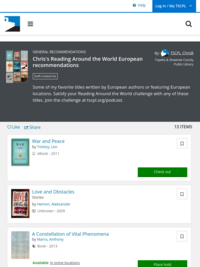 Chris's Reading Around the World European recommendations | Topeka &amp; Shawnee County Public Library | BiblioCommons