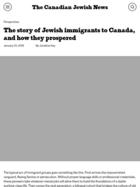 The story of Jewish immigrants to Canada, and how they prospered: Canadian Jewish News