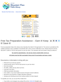 Free Tax Preparation Assistance at the Mountain View Public Library