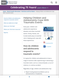 National Institute of Mental Health: Helping Children and Adolescents cope with disasters and other traumatic events