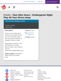 Teen After Hours: Kindergarten Night - Belmar Library