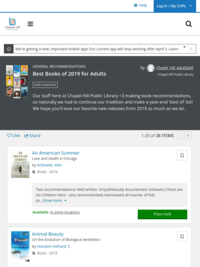 Best of 2019 for Adults - CHPL Staff Picks