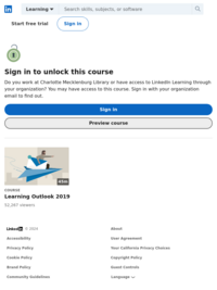 Microsoft Outlook: Learning Outlook 2019  ( You will need a CMLibrary Card to access LinkedIn Learning)