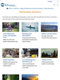 City of Bellingham Lake Whatcom Stewardship Solutions