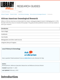 Introduction - African American Genealogical Research - Research Guides at Library of Congress