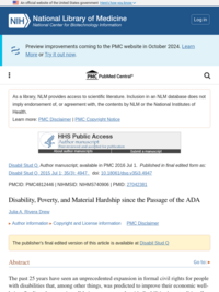 Disability, Poverty, and Material Hardship since the Passage of the ADA | NIH