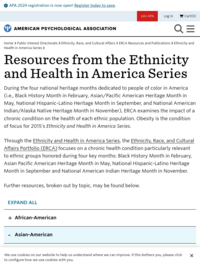 APA Resources from the Ethnicity and Health in America Series