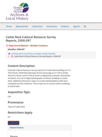 Castle Rock Cultural Resource Survey Reports, 2008.097