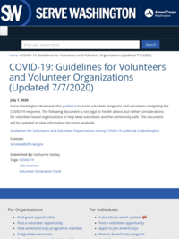 Serve Washington: COVID-19 Guidelines for Volunteers and Volunteer Organizations