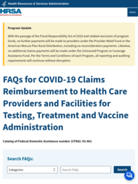 FAQs for COVID-19 Claims Reimbursement to Health Care Providers and Facilities for Testing and Treatment of the Uninsured