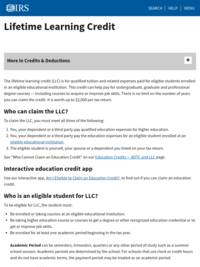 Lifetime Learning Credit