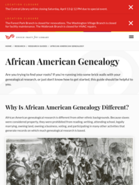 Enoch Pratt Free Library African-American Genealogy