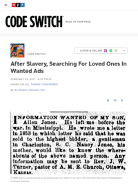 After Slavery, Searching For Loved Ones In Wanted Ads