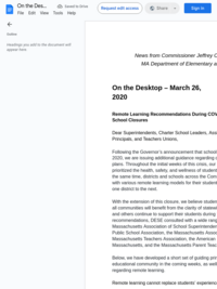 Malden Public Schools Remote Learning Recommendations March 26, 2020- Google Docs