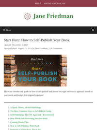 Jane Friedman's Self-Publish Your Book