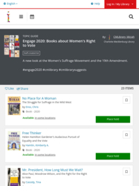 Engage 2020: Books about Women's Right to Vote | Charlotte Mecklenburg Library | BiblioCommons