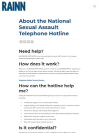 About the National Sexual Assault Telephone Hotline | RAINN (800-656-4673)