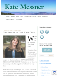Kate Messner: The Ranger in Time Book Club! Join Today! Read - Aloud Chapters 1-6 available online.