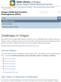 Challenges in Oregon, from the Oregon Intellectual Freedom Clearinghouse