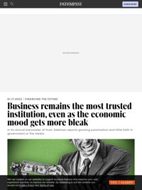 Business remains the most trusted institution, even as the economic mood gets more bleak