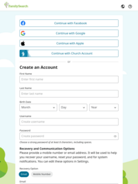 Create a free Family Search account