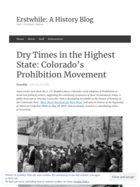 Dry Times in the Highest State: Colorado’s Prohibition Movement | Erstwhile: A History Blog