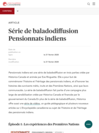 Série de baladodiffusion Pensionnats indiens | l'Encyclopédie Canadienne