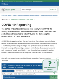 COVID-19 Response Reporting | Mass.gov