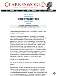 &quot;Bots of the Lost Ark&quot; by Suzanne Palmer, published in Clarkes World Magazine