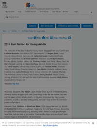 YALSA 2019 Best Fiction for Young Adults