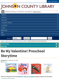 Be My Valentine! Preschool Storytime