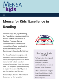 Excellence in Reading - Mensa for Kids